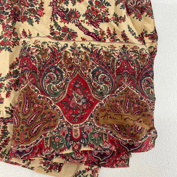 Ann Taylor women's beige red paisley print lightweight satin scarf‎ accessories - Image 2