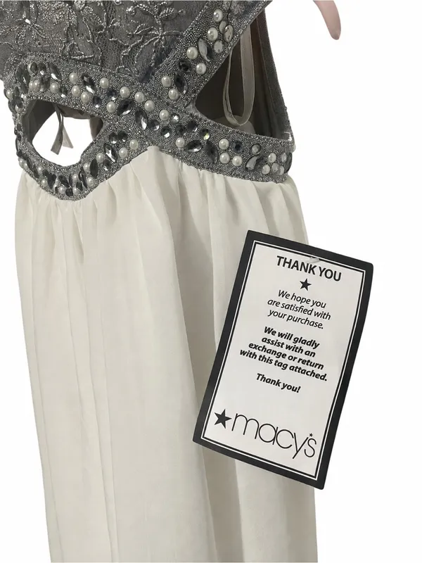 Speechless NWT White Silver Lace Cutout Beaded Homecoming Dress Size 11 - Image 5