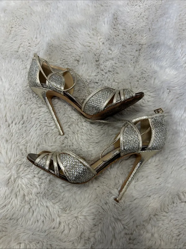Jimmy Choo Glitter High Heel Sandals Champagne - Image 2