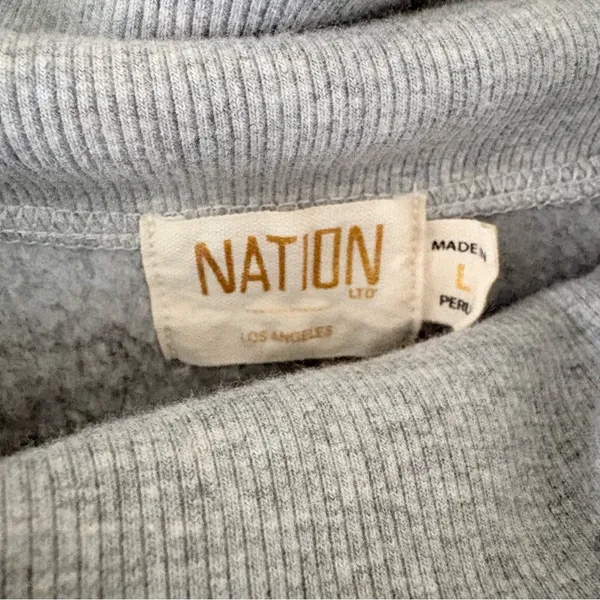 NATION LTD Barbie Off The‎ Shoulder Top Heather Grey Size Large 100% Cotton - Image 7