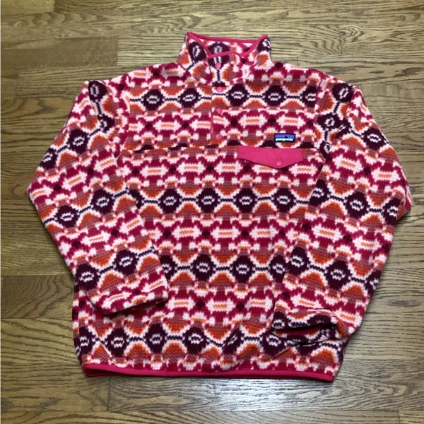 Patagonia Synchilla quarter snap pullover Pink and orange Aztec Print Size Small - Image 3