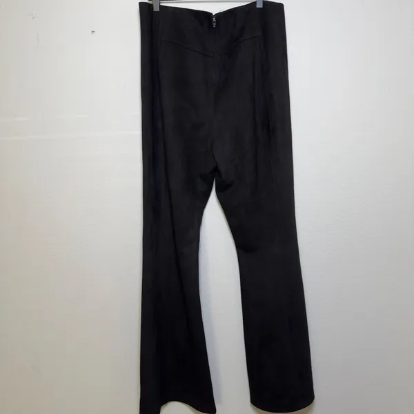 We The Free Women‎ CRVY Real Deal Vegan Pants Black Suede Flare Split Hem 32" - Image 5