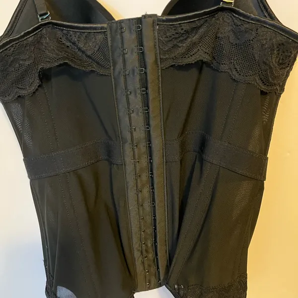 Corset Bra Women Sz M Black Hook/Eye‎ Closure Bow Accent Goth Bodycon Feminine - Image 2