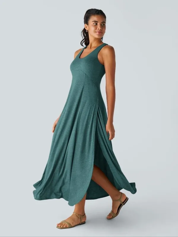 Halara U Neck Flowy Maxi Dress Size Large - Image 2