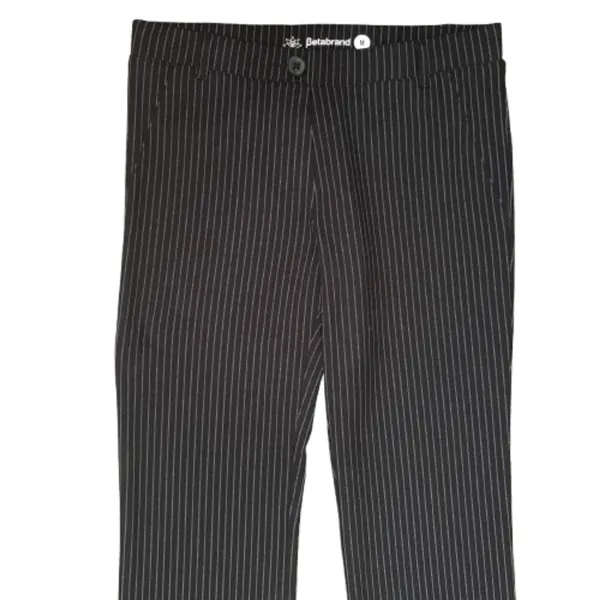 Betabrand Dress Pant Yoga Pant Black Pinstripe Straight Leg Stretch‎ Size Medium - Image 2