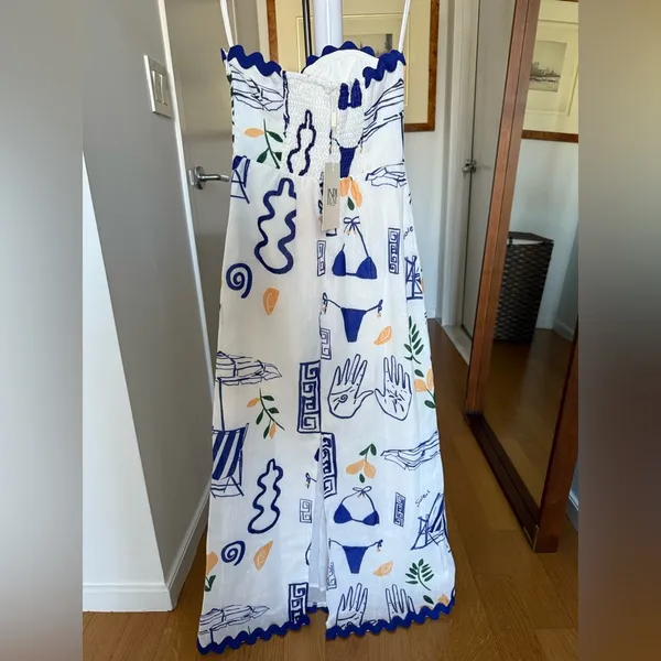 Selfie Leslie *NWT* Indie Lux Cypress Graphic Strapless Maxi Dress White - Image 6