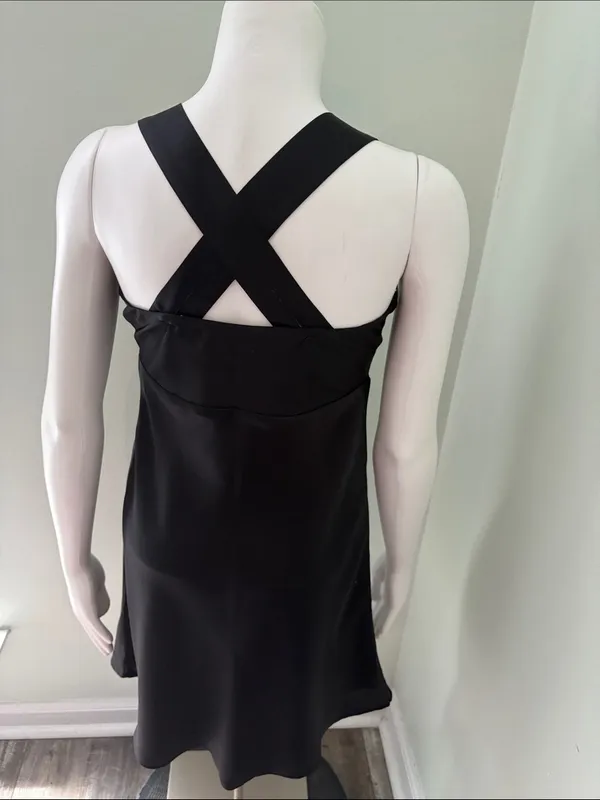 Abercrombie Black Satin Slip Mini Dress small - Image 6
