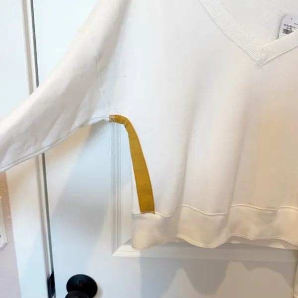 Abercrombie & Fitch White Cropped Long Sleeve Sweater‎ XS Preppy Casual Soft - Image 3