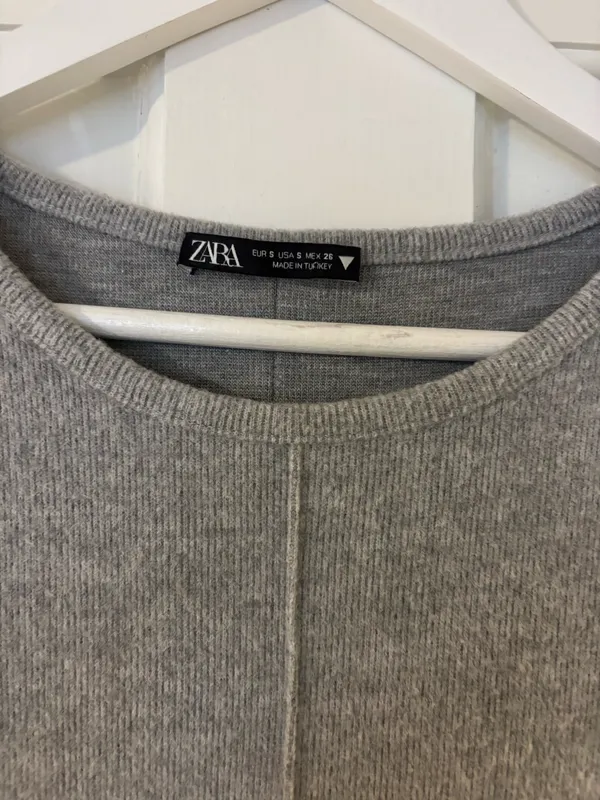 ZARA Grey Sweater Dress Short Sleeve - Image 3