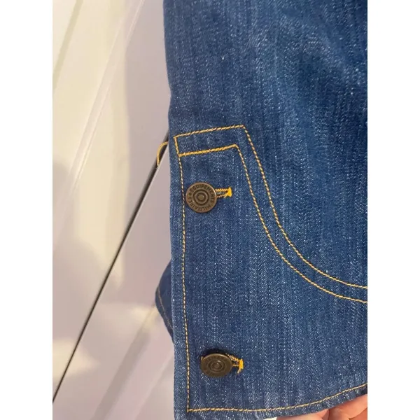 DenimWorks Western Jacket 70s Retro Dark Wash Oversized‎ Collar Blue Small - Image 10
