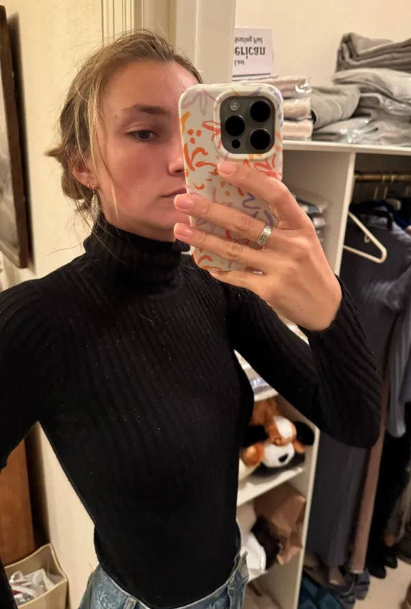 Express Black Sparkle Turtleneck Shirt - Image 3