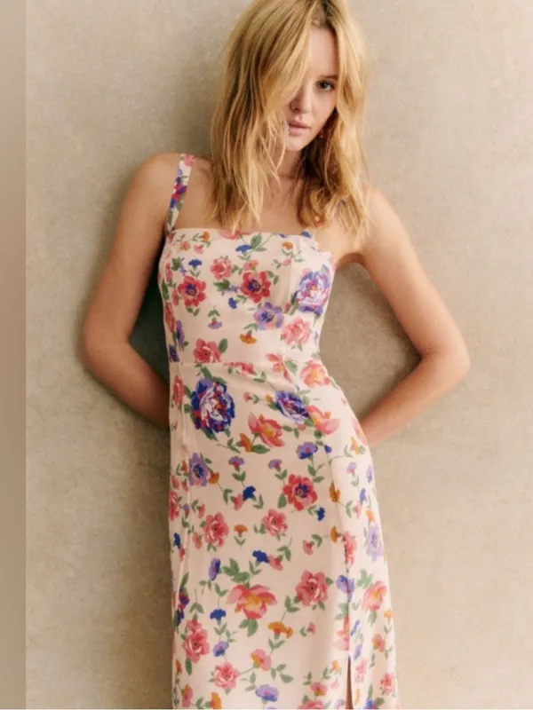 Sézane Rosella Silk Floral Midi Dress Monday Size 34 US 2 - Image 2