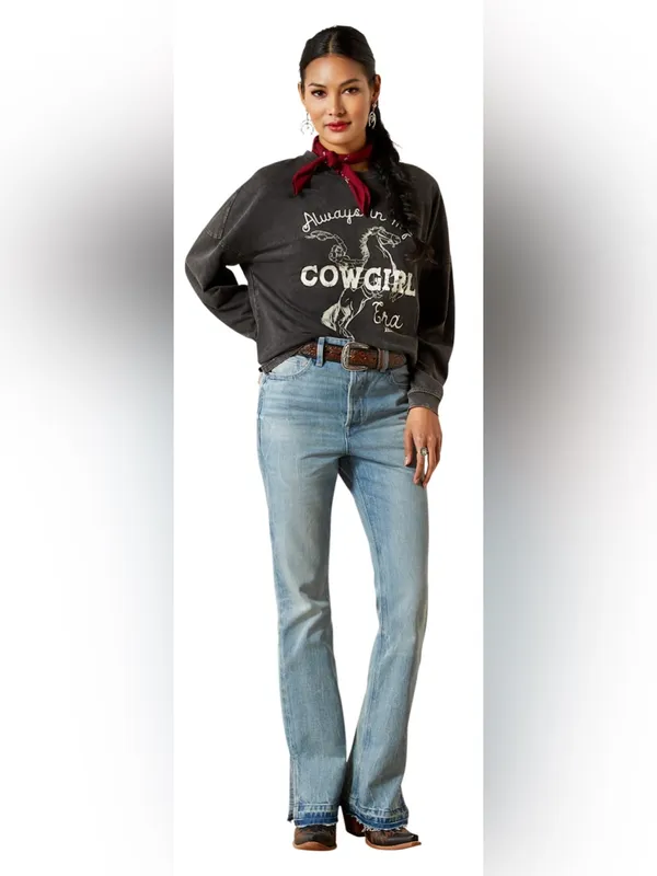 Ariat Black Mineral‎ Washed Cowgirl Era Long Sleeve Oversized Tee Shirt Size M - Image 9