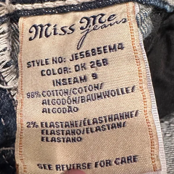 Miss Me‎ Easy Bermuda Denim Embellished Shorts Size 25 Western Grunge Y2K - Image 5