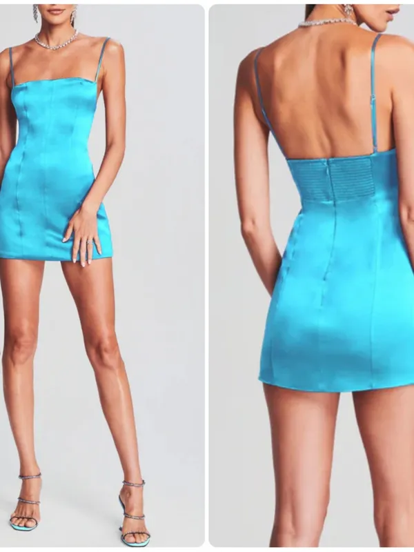 Retrofete Janessa Mini Dress Aqua Blue - Image 2