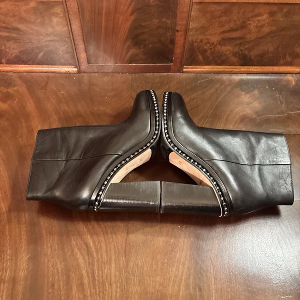 Coach Justina‎ Bootie Black Leather Moto Ankle Boots 9.5B 3.5" Heel Studded Sole - Image 8