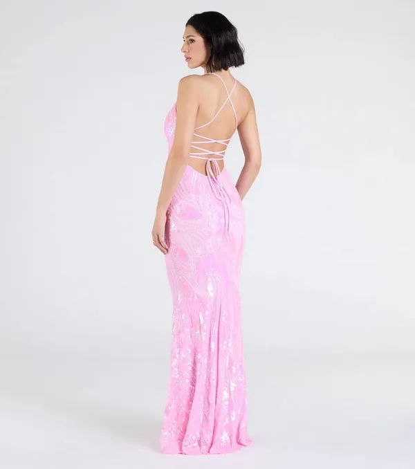 Windsor Iridescent Sequin Lace-Up Dress - Image 2
