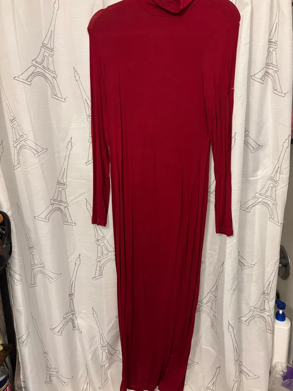 Stretch long casual dress Red Size L - Image 3