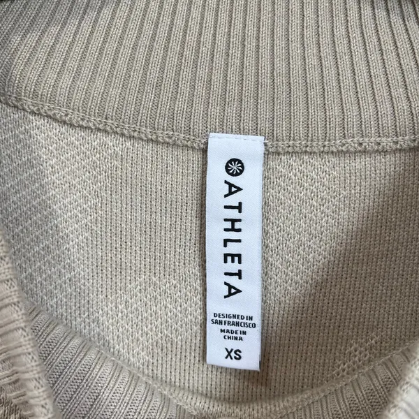 Athleta Merino Extra‎ Fine Blend Neutral Beige Tanish Lounge Sweater Size XS - Image 4