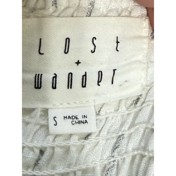 Lost + Wander Womens Size S White Boho Smocked Mini Dress Spaghetti Strap Tassel - Image 13