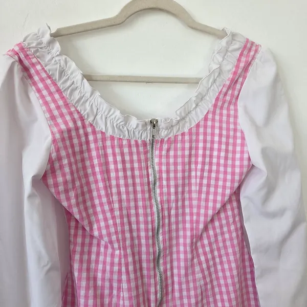 Dolls Kill Baby Pique Your Interest Mini Dress Pink Gingham Lolita Coquette S - Image 8