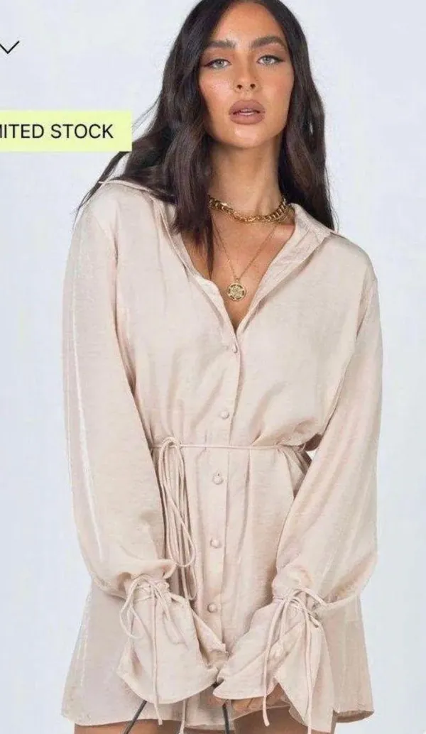 Princess Polly Forbidden Mini Dress Beige - Image 4