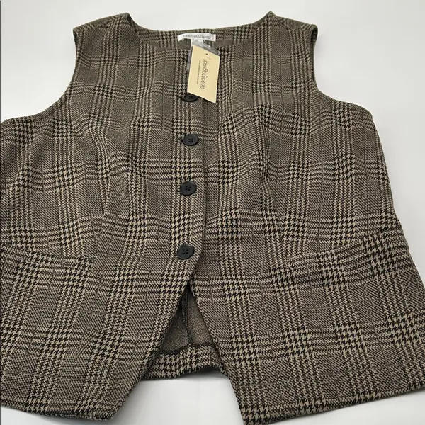 JohnPaulRichard Brown Plaid Blouse Size M - Image 10