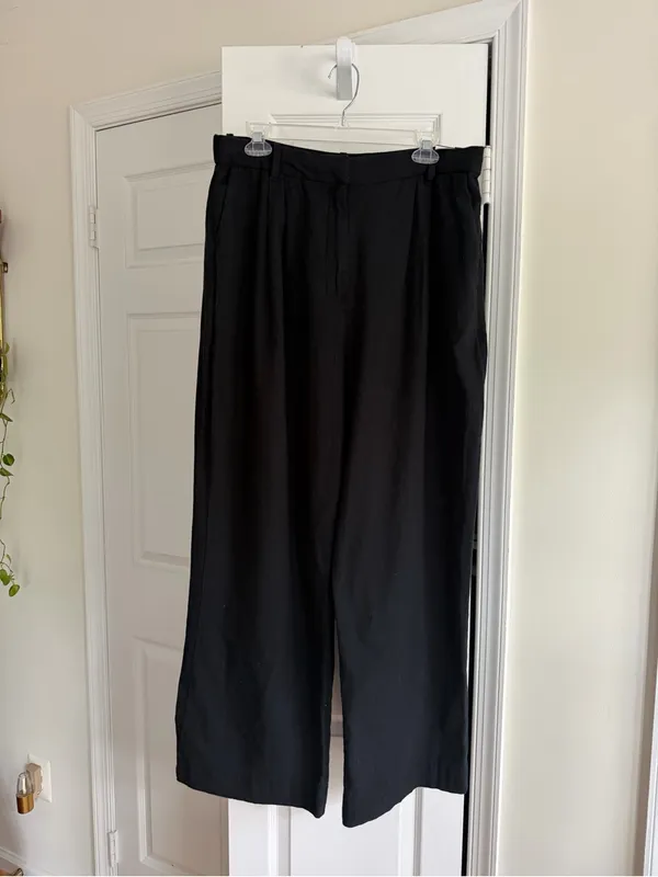 Abercrombie & Fitch Black Linen Blend Wide Leg Pants NWT L - Image 3