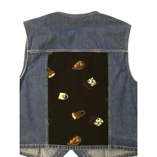 Stonebridge Denim Vest Womens XL Purse Print Western Button Front Used - Image 4