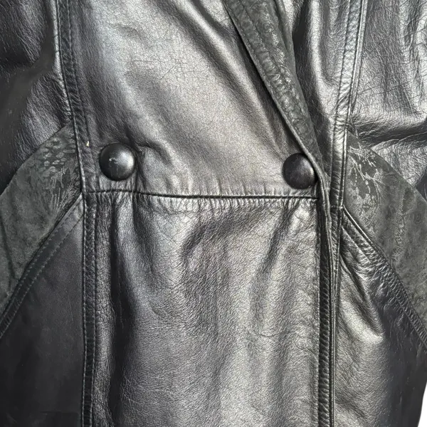 Vintage Wilsons Leather Black Trench Coat Thinsulate‎ Insulated Medium Longline - Image 5