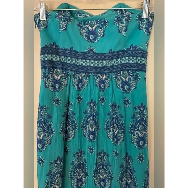 Vineyard Vines Teal Tube Top Maxi Dress Women's Sz 2 - Image 5