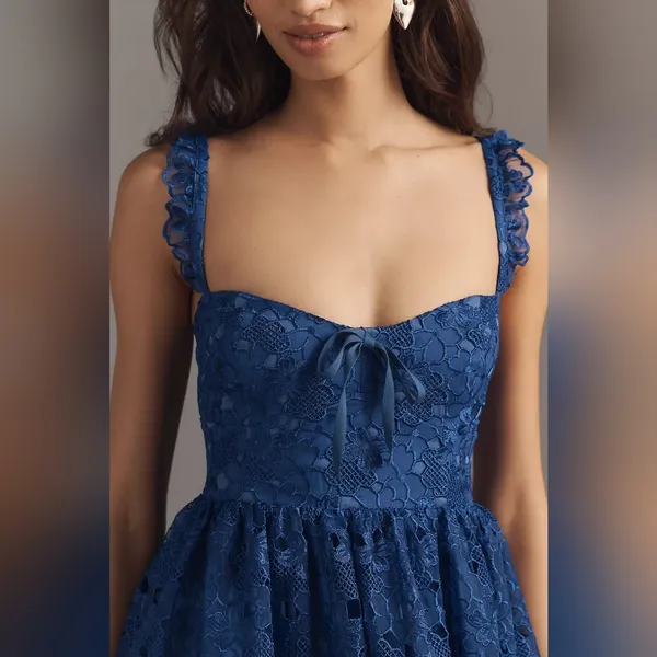 By Anthropologie Ruffle-Strap Corset Lace Mini Dress - Image 7