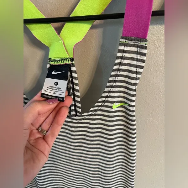 🔴Nike Striped Tank Top - Black, White, Lime, Magenta - Image 2