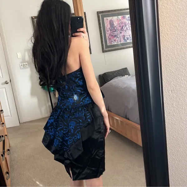 Gunne Sax Jessica Mc Clintock bust black / blue dress size 6 - Image 6