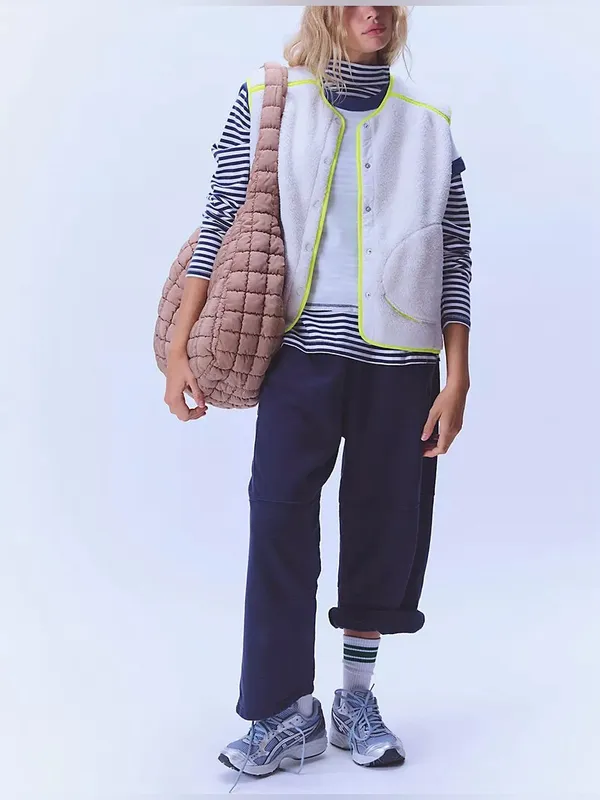NWT Free People FP Movement Keep It Cozy Fleece Vest- ivory white yellow - small - Image 3