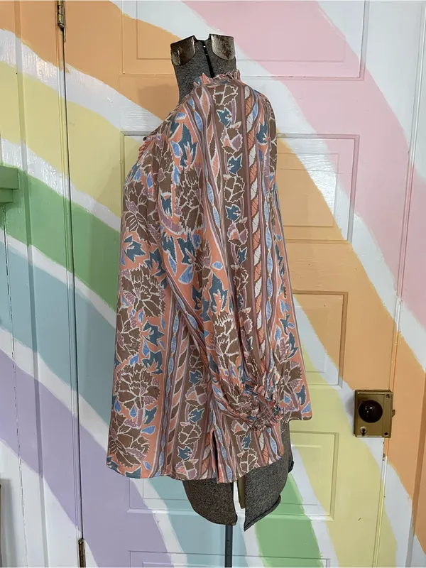 Omika Cala Blouse in Nitara Peach Peasant Boho Tassel Sz M 💛🎀 - Image 5