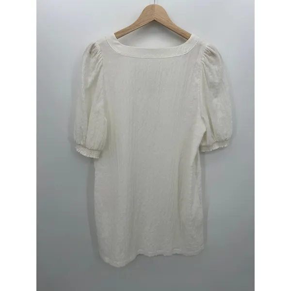 BB Dakota Steve Madden Womens Off White‎ Mini Dress Size M V-Neck Puff Sleeve - Image 2