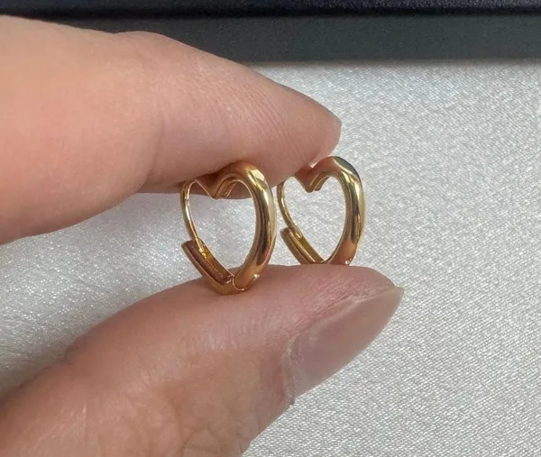 Love Heart Stud Earrings for Women Gold - Image 4