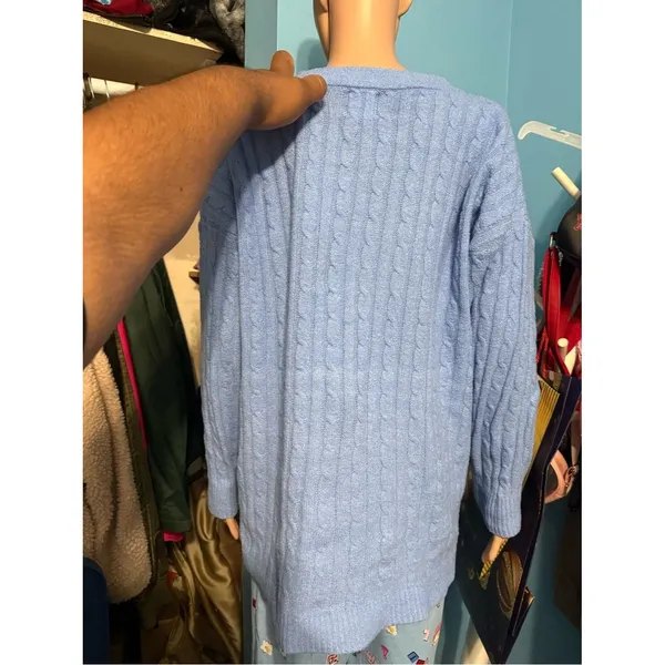 Women’s hippie rose Classic Cable Knit Women's Sweater - Light Blue size XL - Image 3