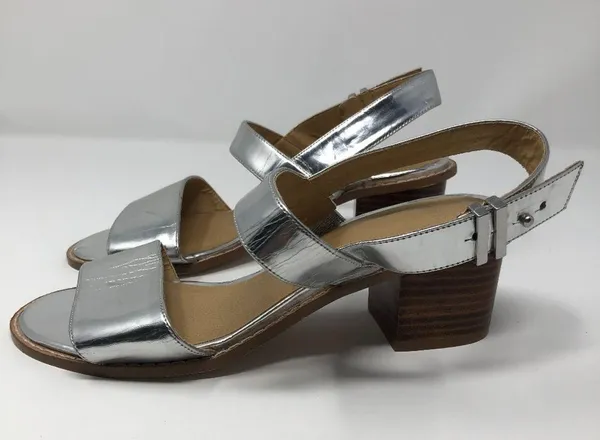 ASOS Silver Metallic Heel Sandals Block Heel Size 5 - Image 7