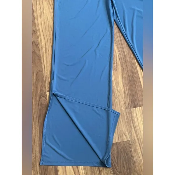 Zara Blue High-Waisted Wide-Leg Pants with Side Slits - Size S - Image 3