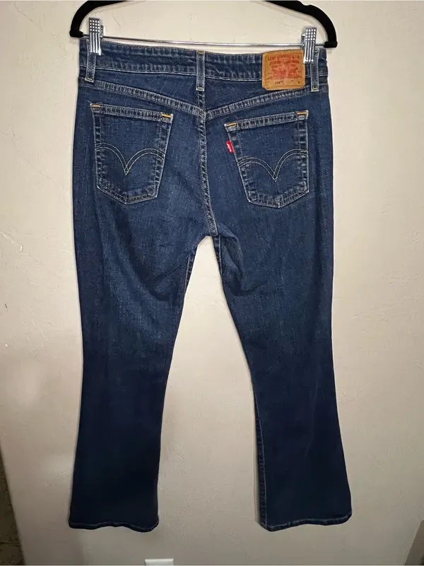 Levi's 524 Vintage Y2K Superlow‎ Stretch Bootcut Short Blue Denim Jeans - Image 8
