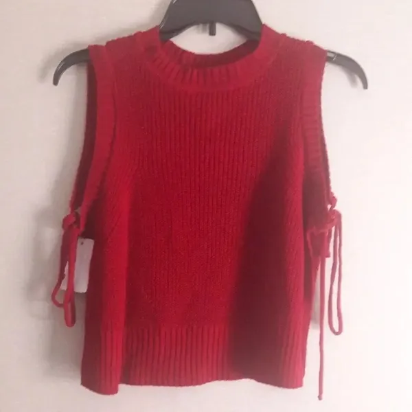 Nordstrom Closet Space Tie Side Slit Knit Sweater Tank Top M v6x - Image 3