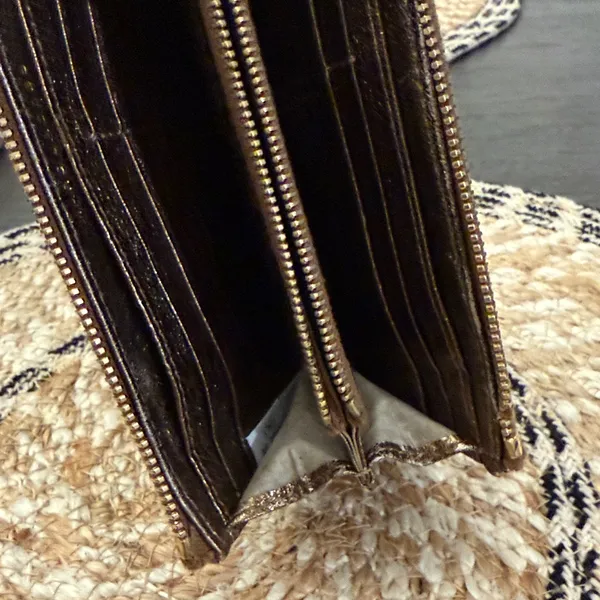 Marc‎ Jacobs Quilted Metallic Bronze Leather Zip Around Continental Wallet - Image 11