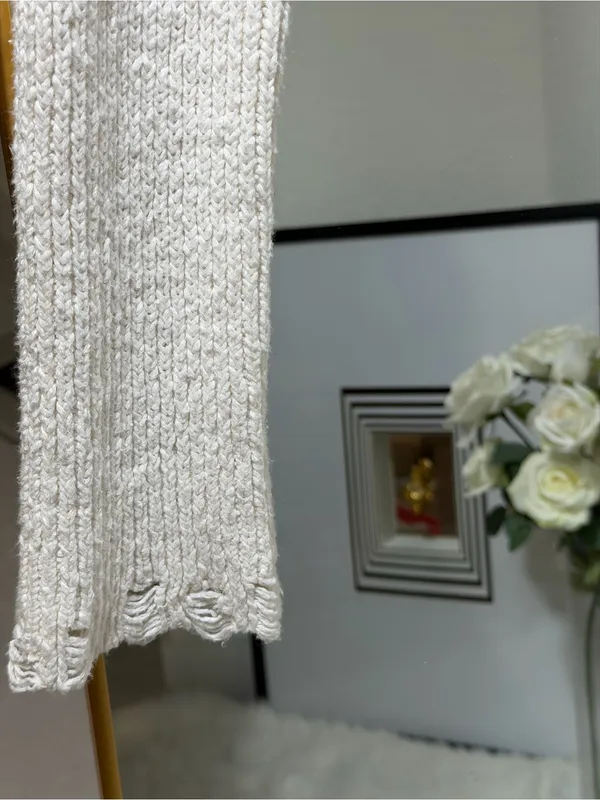 Moon & Madison Knit Hooded Zip Women Sweater in Off-White - L - Image 3