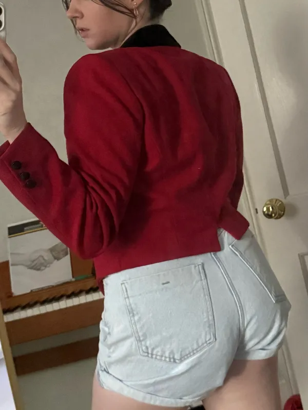 Vintage Red Cropped Blazer - Image 3