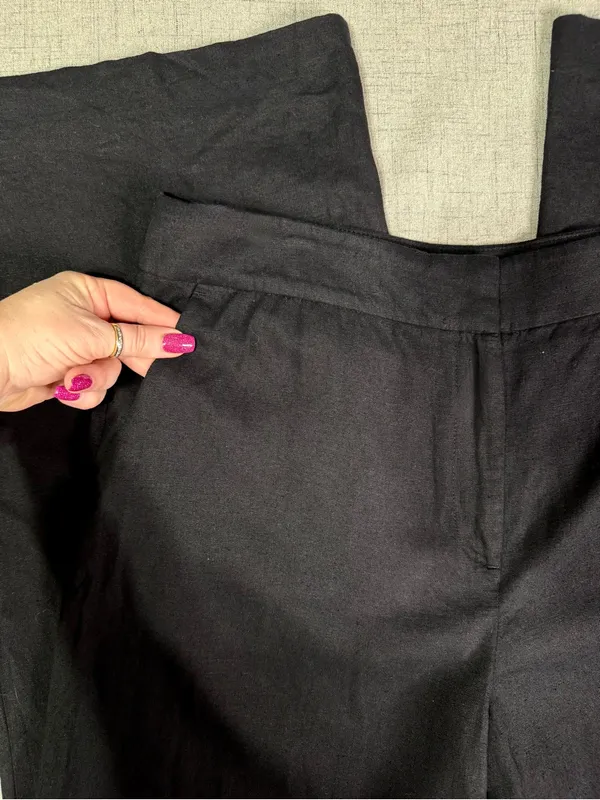 The LOFT Clean Wide Leg Pants in Linen Blend Black Size 14 - Image 10