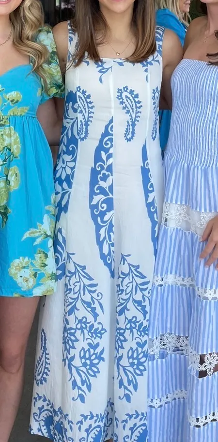 THML Blue and White Sleeveless Midi Dress - Image 2