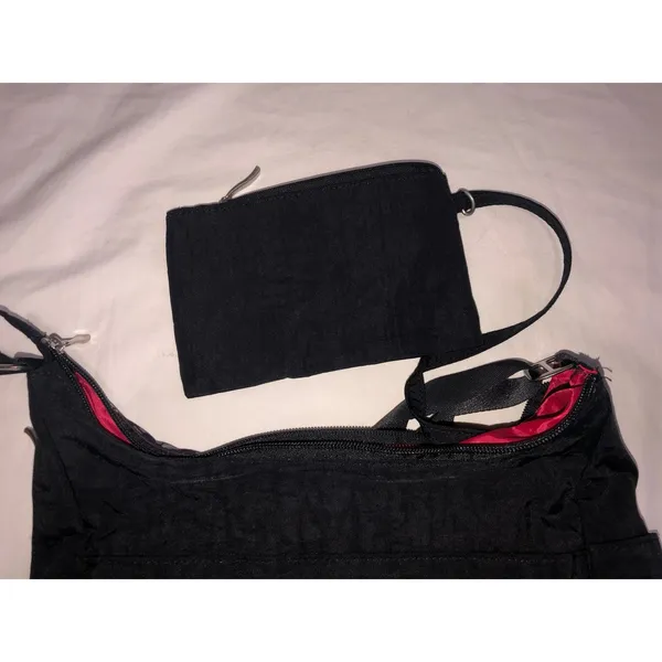 Satchelli Anti Theft RFID Crossbody Travel Bag Hobo Purse Black Floral Accent - Image 6