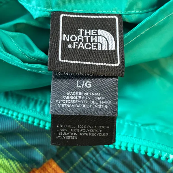 The North Face Green Full Zip Insulated Plaid Lined Jacket Womens Large F11-T502 - Image 4